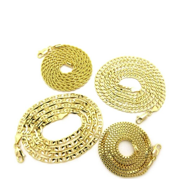 NEW HIP HOP CHAINS SET ROPE & BOX & LINK & CUBAN N - Picture 3 of 4